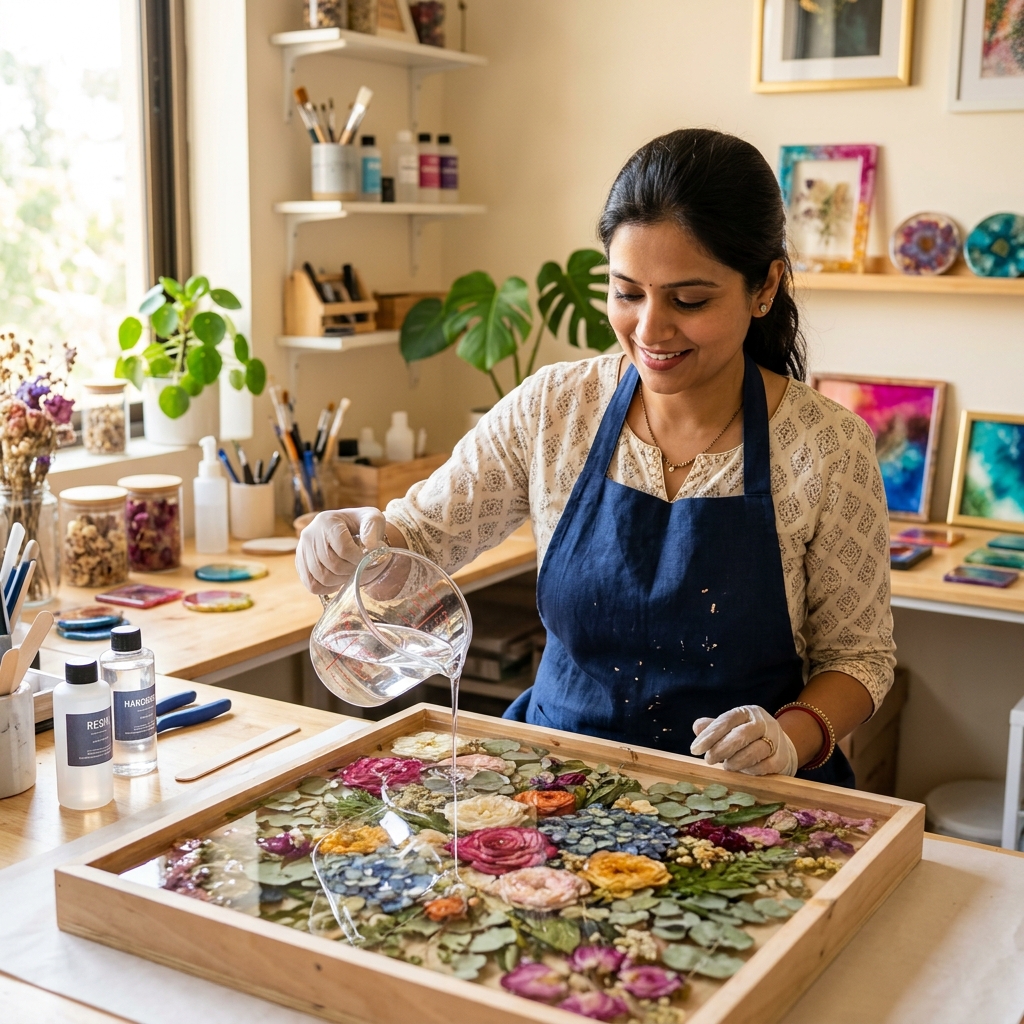 Priya Kalher working on resin project