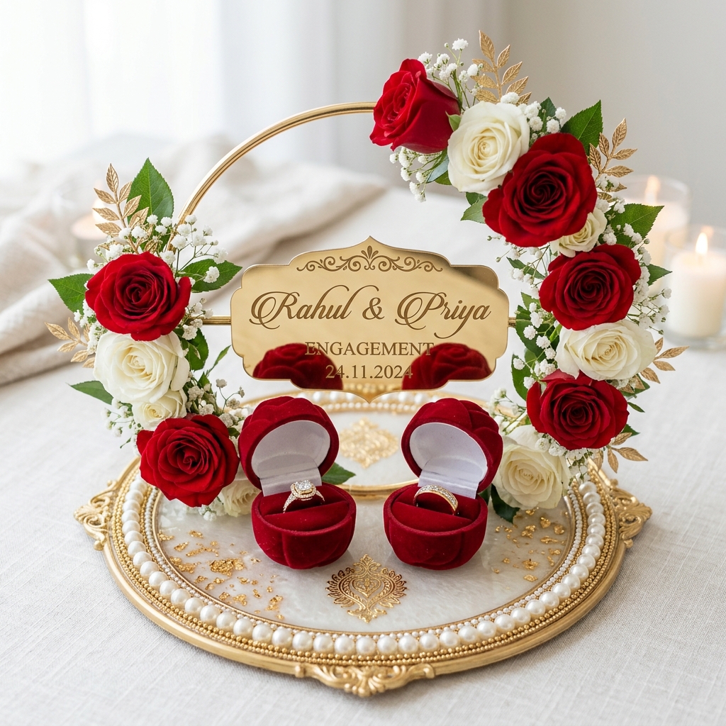 Bespoke Floral Ring Exchange Tray